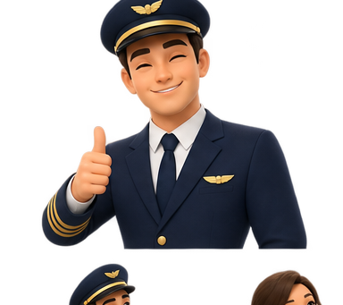 Illustrated pilot giving a thumbs up